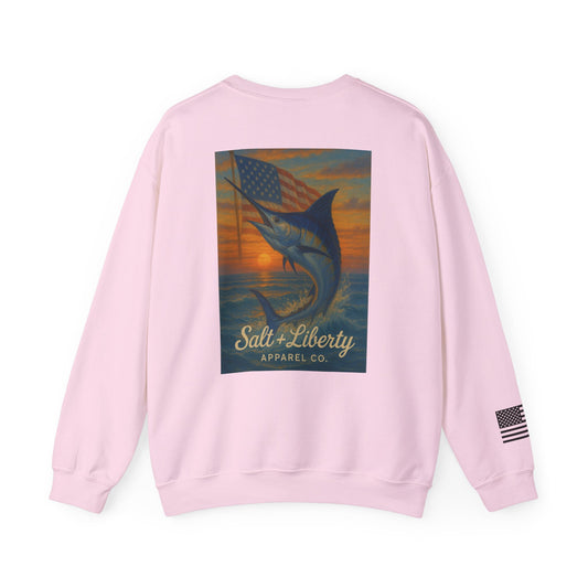 Salt & Liberty Crewneck Sweatshirt - Coastal Vibes, Fishing Enthusiast Gift, Unisex Apparel, Perfect for Summer, Casual Comfort