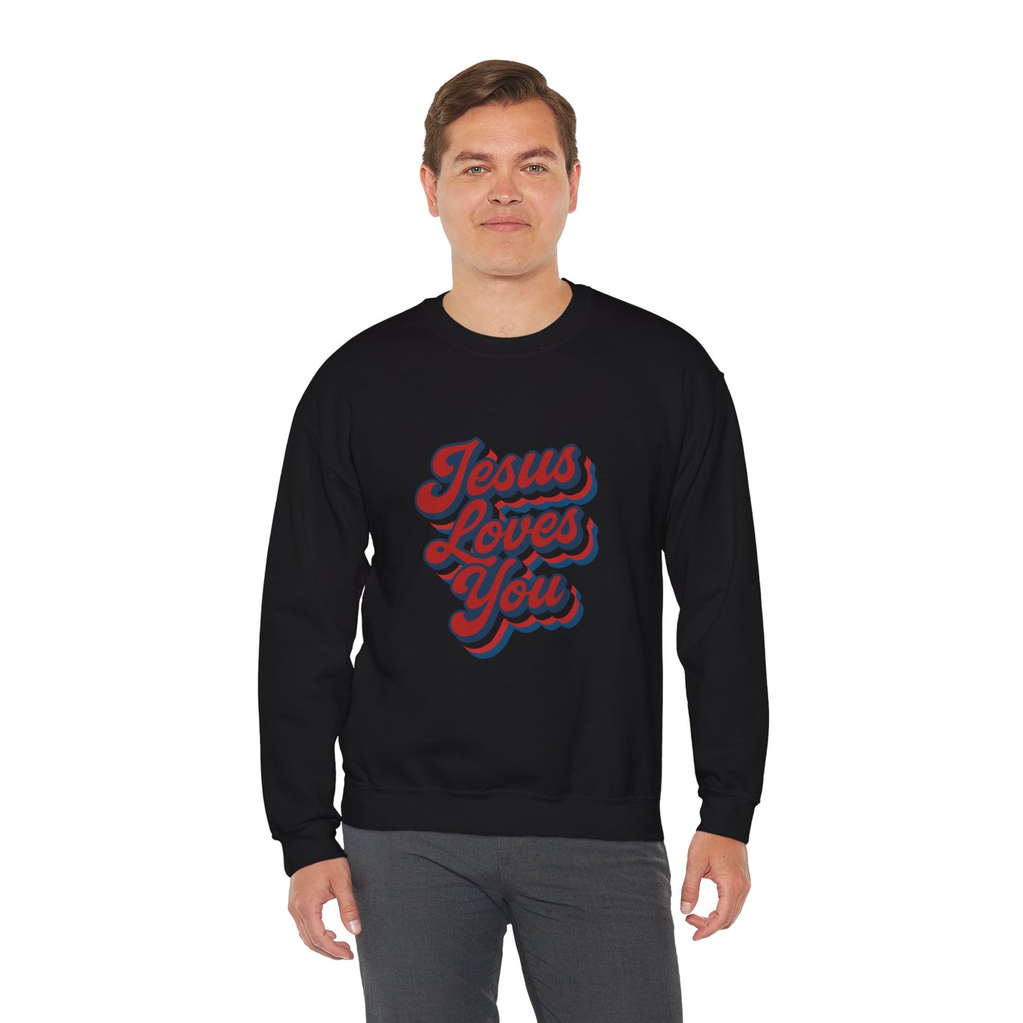 Jesus Loves You Crewneck Sweatshirt, Unisex Sweatshirt, Faith Apparel, Gift for Him or Her, Christian Outfit