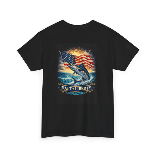 Salt + Liberty Fishing T‑Shirt — American Flag Marlin Tee