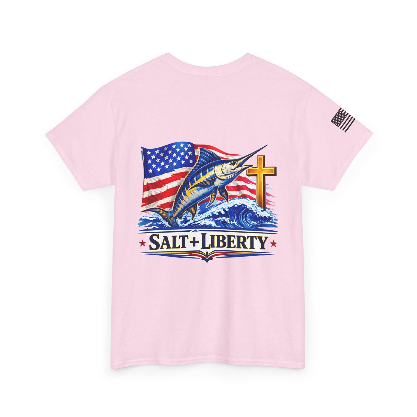 Salt & Liberty T-Shirt — Marlin, American Flag & Cross Graphic Tee