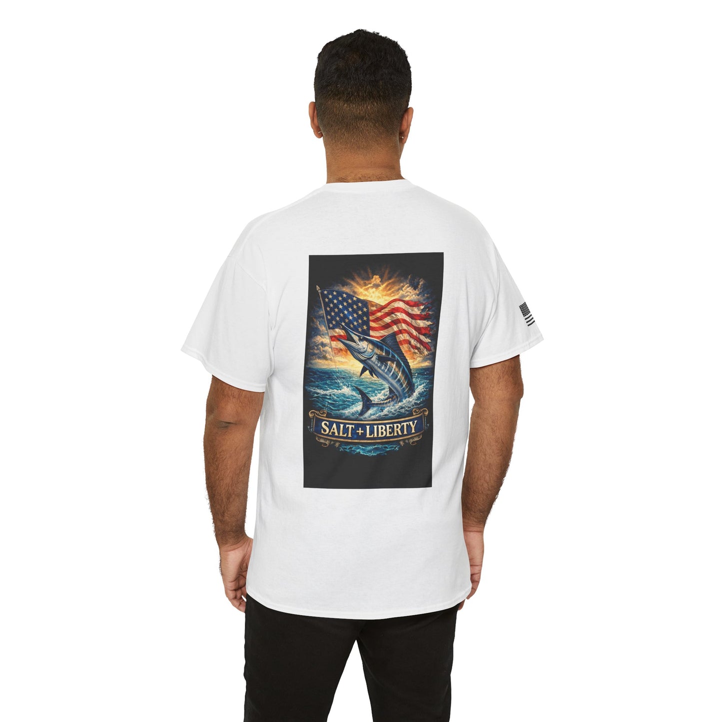 Salt + Liberty Fishing T‑Shirt — American Flag Marlin Tee