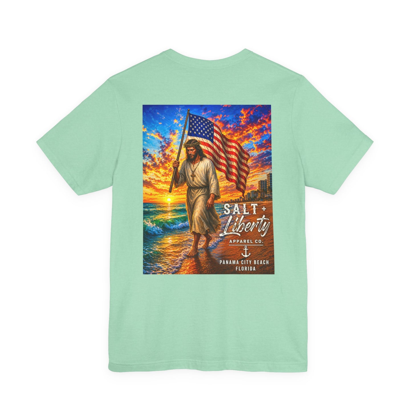 Jesus Carrying American Flag T‑Shirt – Patriotic Christian Graphic Tee