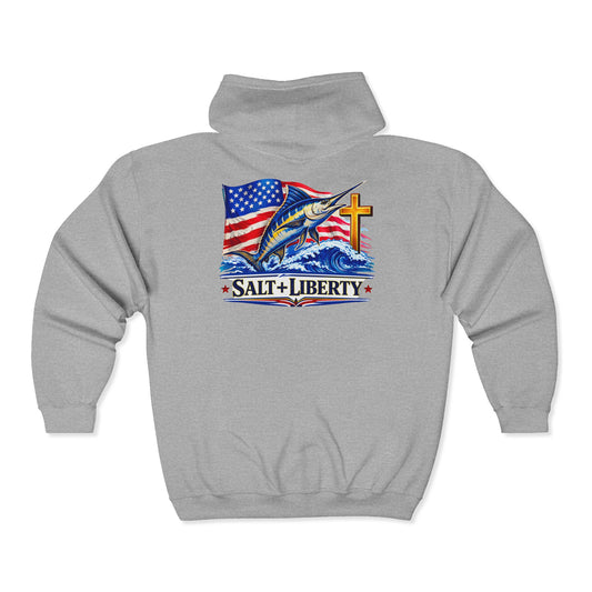 Salt & Liberty Marlin Zip Hoodie - Patriotic Fishing Sweatshirt