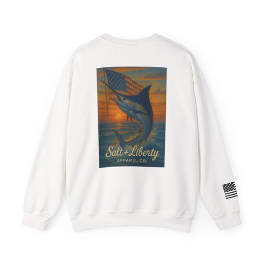 Salt & Liberty Crewneck Sweatshirt - Coastal Vibes, Fishing Enthusiast Gift, Unisex Apparel, Perfect for Summer, Casual Comfort
