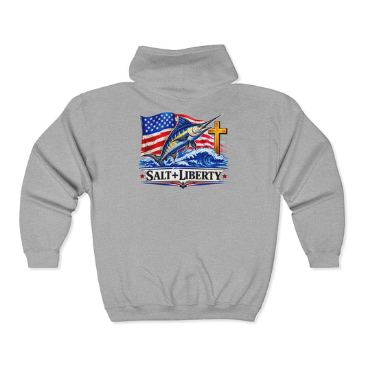 Salt & Liberty Marlin Zip Hoodie - Patriotic Fishing Sweatshirt