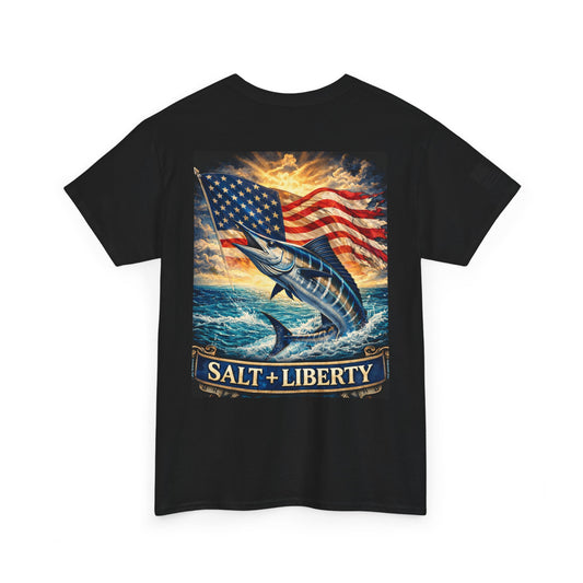 Salt + Liberty Fishing T‑Shirt — American Flag Marlin Tee