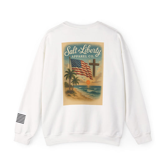 Cozy Unisex Crewneck Sweatshirt with Retro Beach Vibe, Perfect for Casual Outings, Gifts, and Relaxed Days