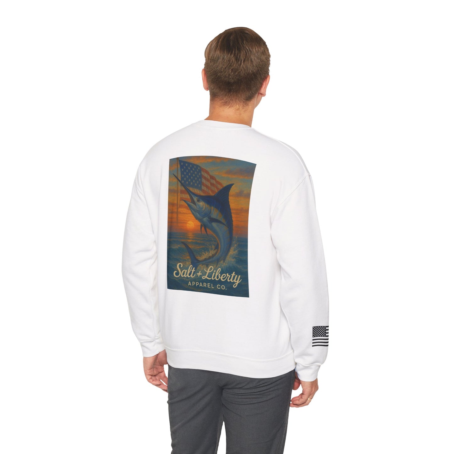Salt & Liberty Crewneck Sweatshirt - Coastal Vibes, Fishing Enthusiast Gift, Unisex Apparel, Perfect for Summer, Casual Comfort