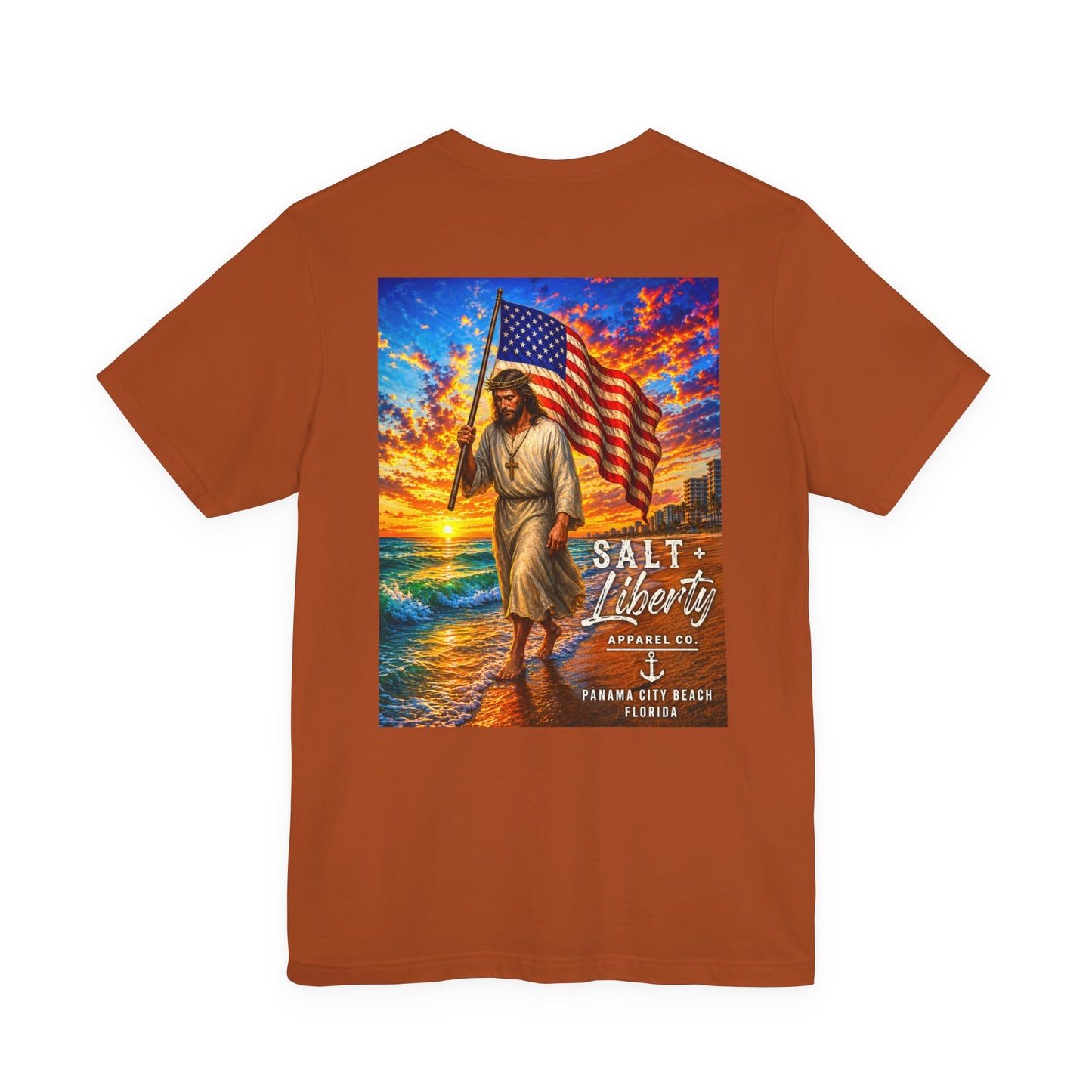 Jesus Carrying American Flag T‑Shirt – Patriotic Christian Graphic Tee