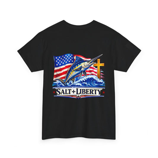 Salt & Liberty T-Shirt — Marlin, American Flag & Cross Graphic Tee