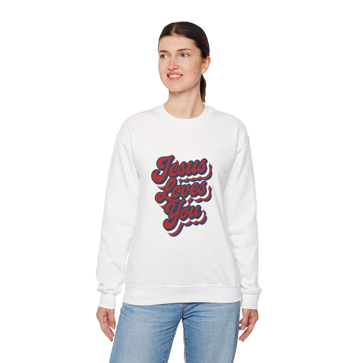 Jesus Loves You Crewneck Sweatshirt, Unisex Sweatshirt, Faith Apparel, Gift for Him or Her, Christian Outfit
