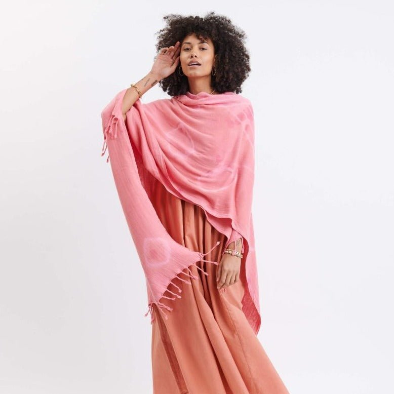 Beach Wrap - Pink or Bright Blue Shibori